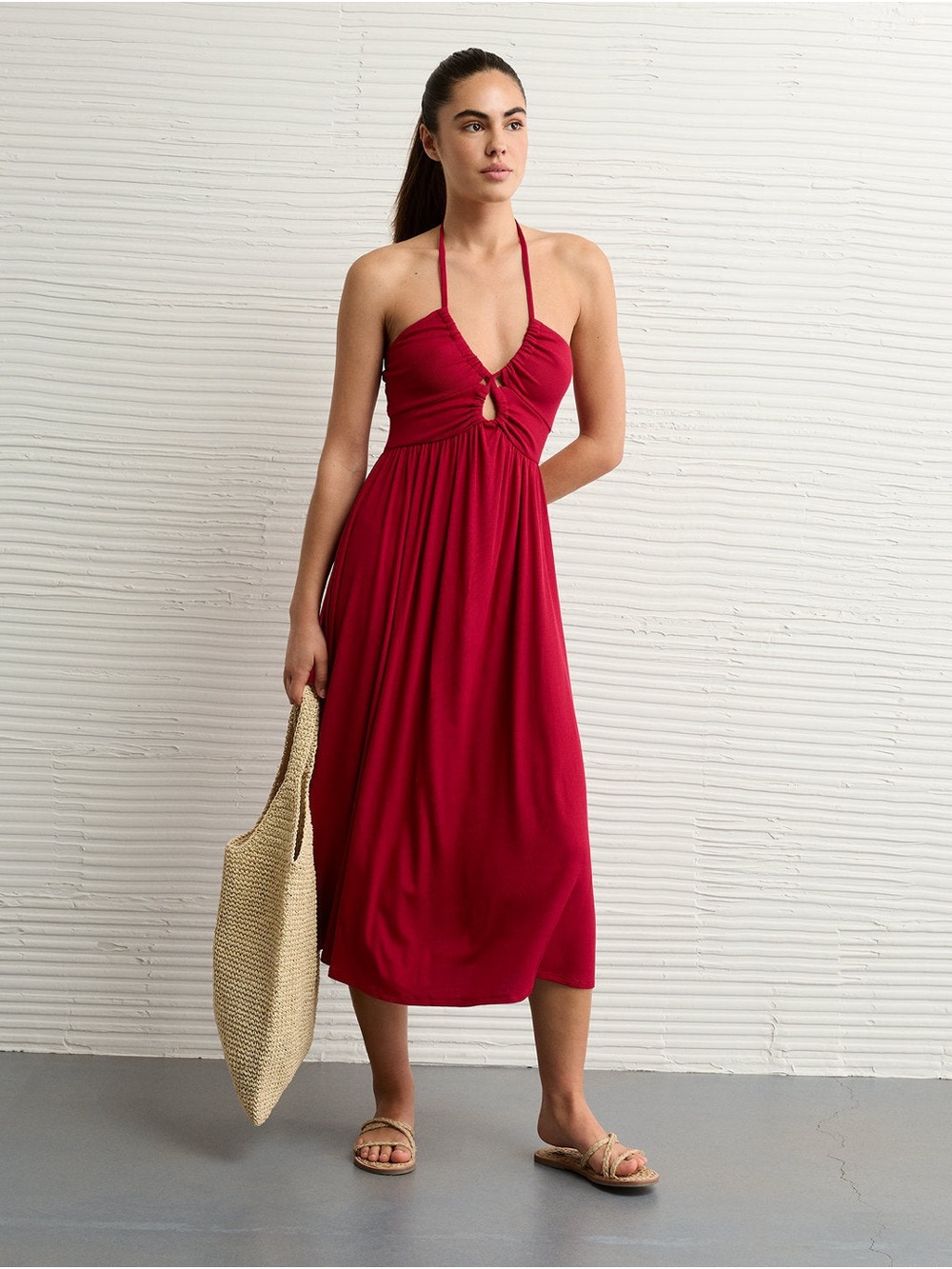 🎀 American Eagle~Soft & Sexy Keyhole Halter Midi Dress SIZE S